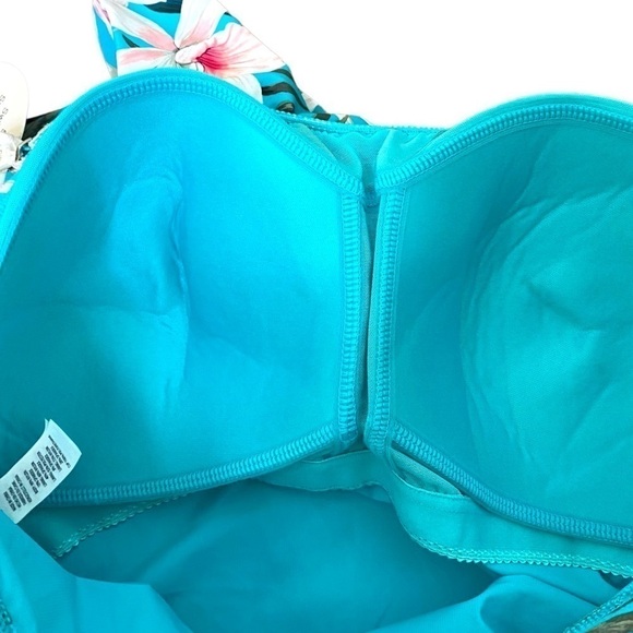 Coco Contours Agate Ruffle Bandeau Bra Sized One Piece Swimsuit - Tropicale - Picture 9 of 16